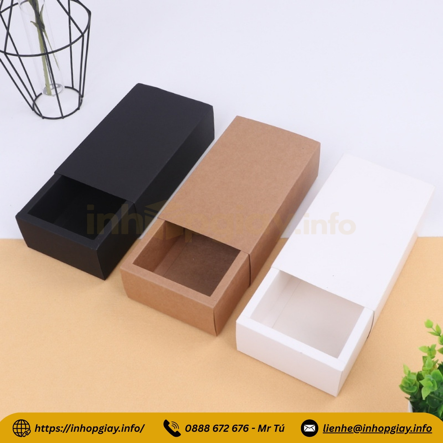 Hộp nắp kéo, nắp trượt được làm từ nhiều chất liệu