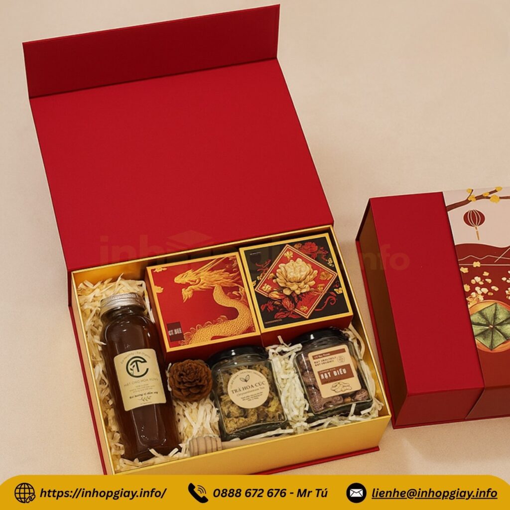 Hộp quà Tết nắp nam châm cao cấp