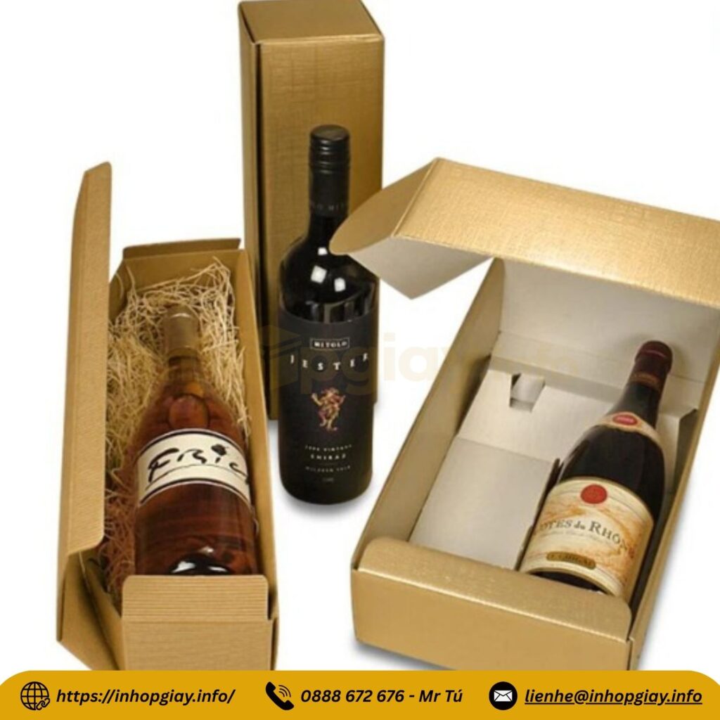 Mẫu hộp cứng đựng chai rượu cao cấp, nâng tầm sản phẩm