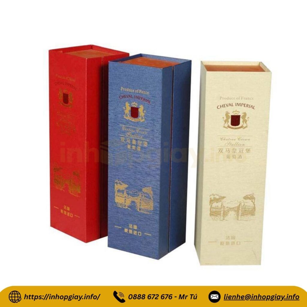Mẫu hộp giấy đựng 1 chai rượu cao cấp