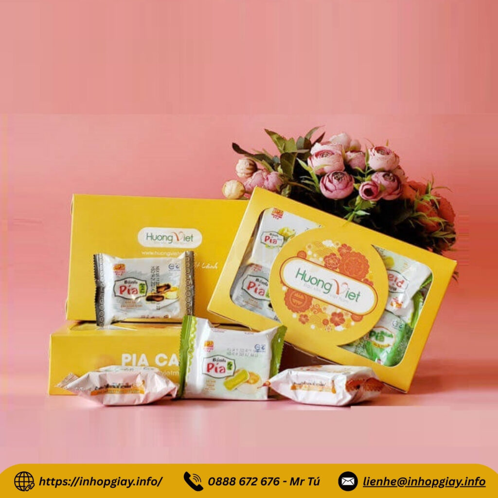 Hộp đựng bánh Pía in logo Hương Việt