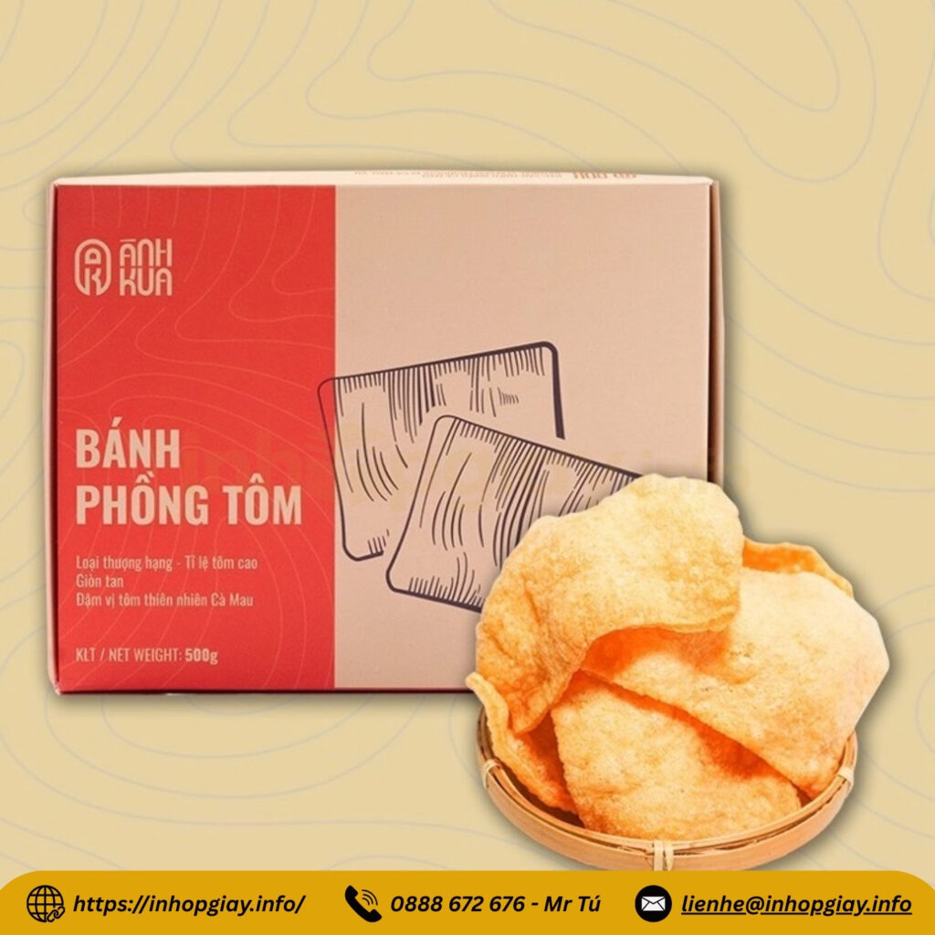 Hộp giấy kraft đựng bánh phồng tôm