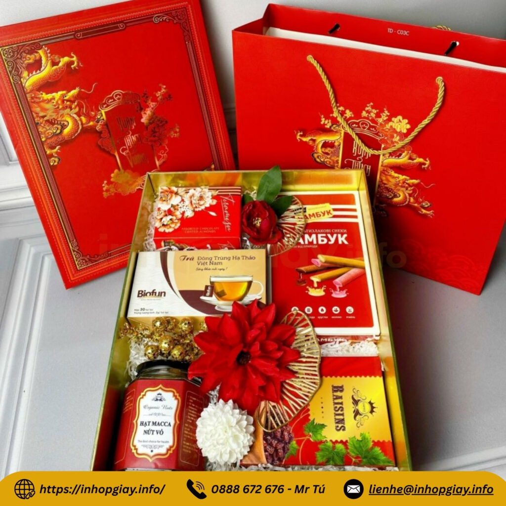 Hộp cứng cao cấp đựng bánh kẹo Tết làm quà tặng sang trọng