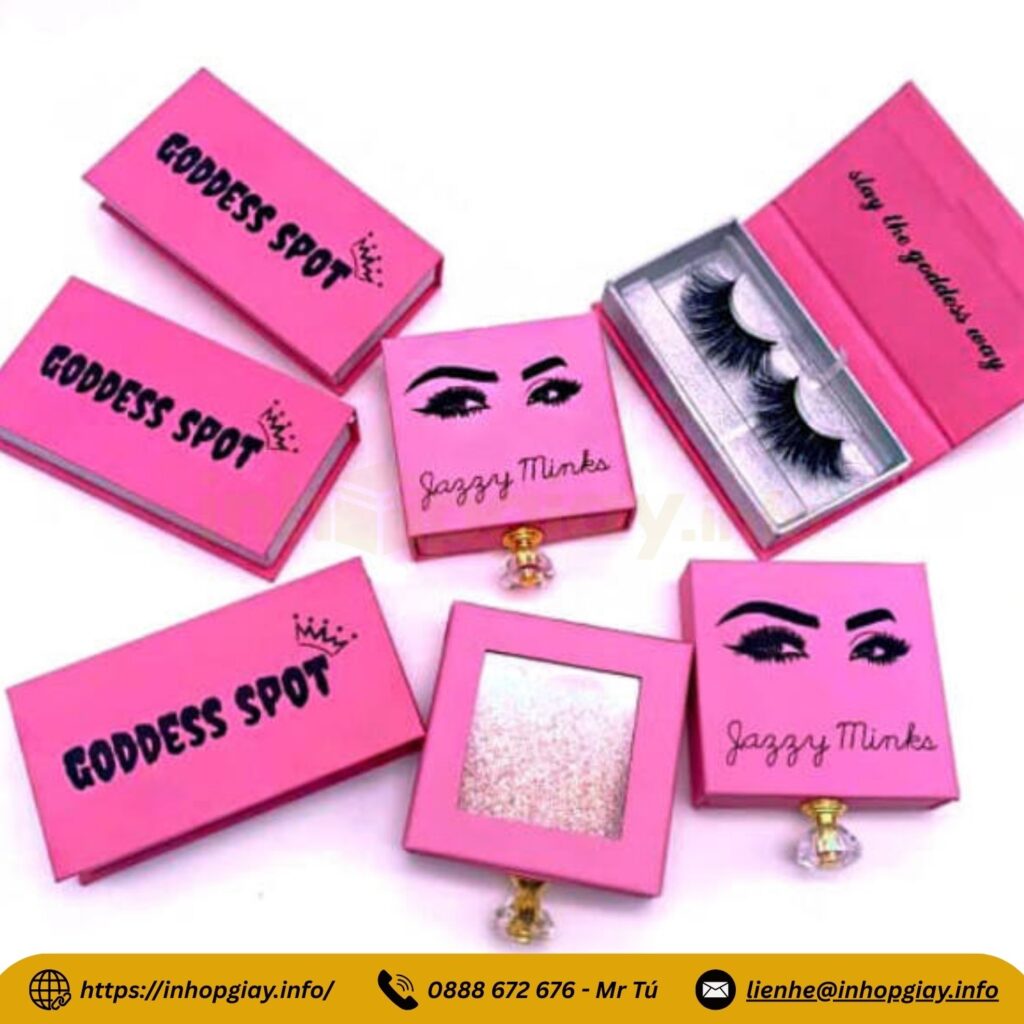Thiết kế hộp giấy đựng lông mi nắp nam châm cá tính in logo Goddess Spot