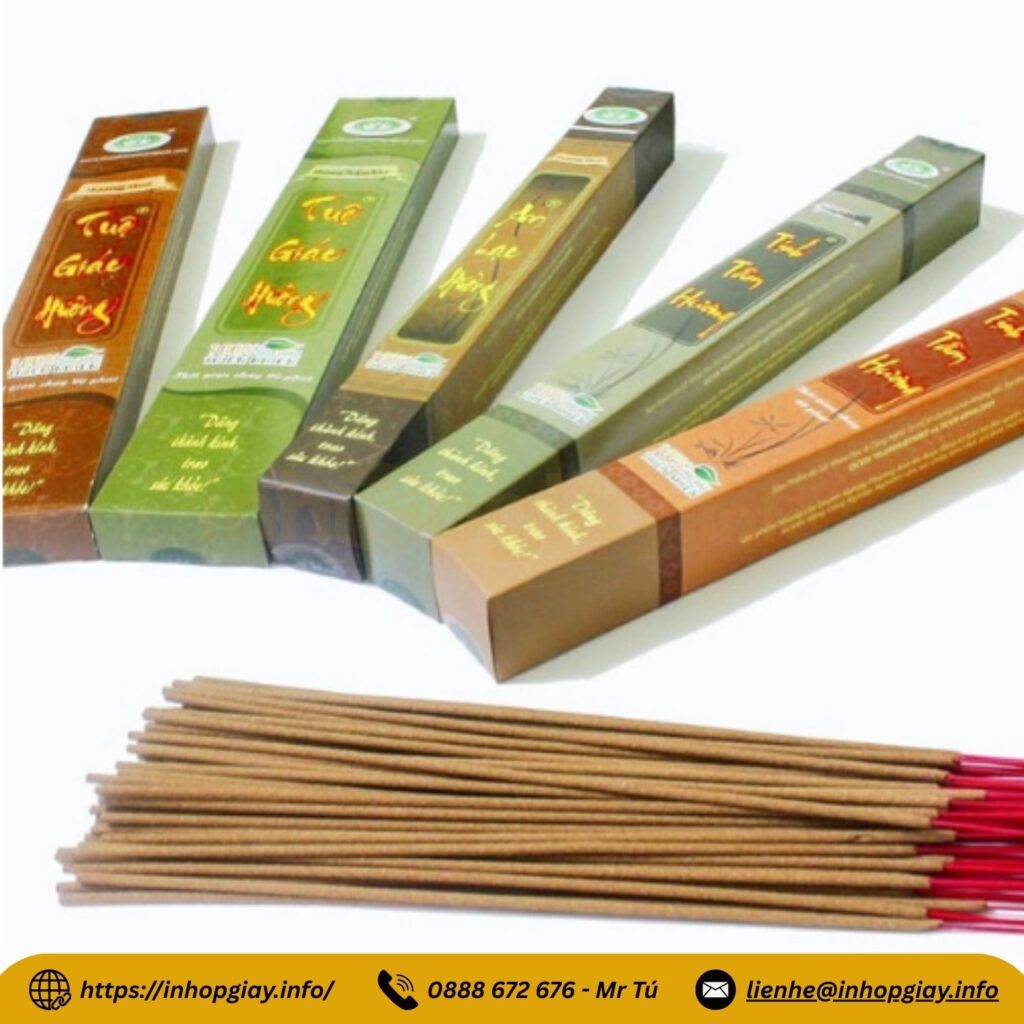 Hộp đựng nhang thẻ và nhang que hình chữ nhật cài nắp