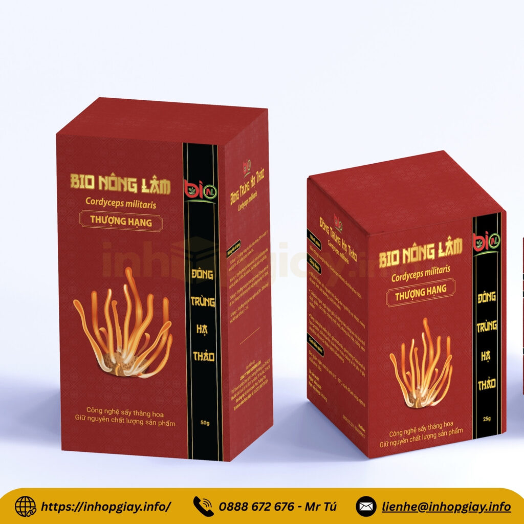 In hộp giấy Info nhận thiết kế và in hộp giấy đựng đông trùng hạ thảo trọn gói theo yêu cầu