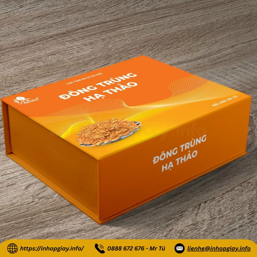 Mẫu hộp cứng nam châm đựng set đông trùng hạ thảo cao cấp