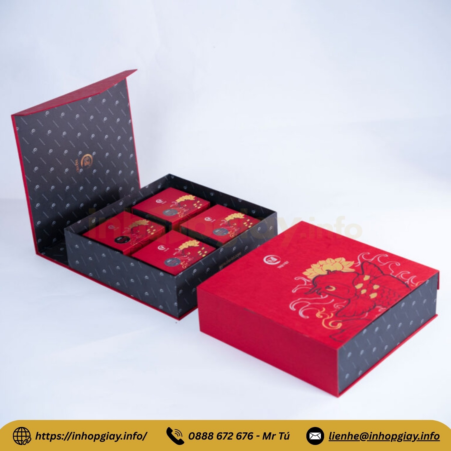 Mẫu hộp âm dương nam châm cao cấp, đựng bánh