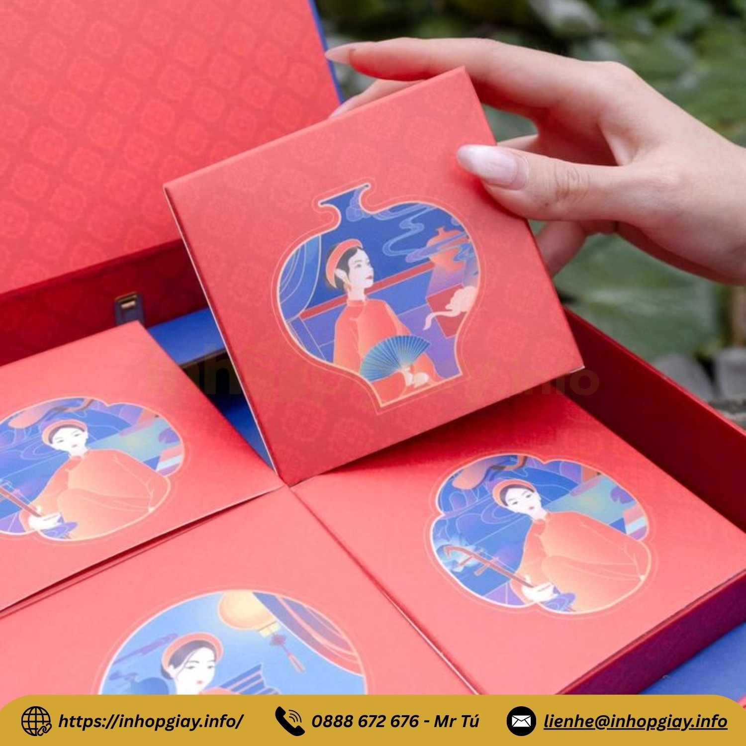 Mẫu hộp Trung Thu đựng 4 bánh