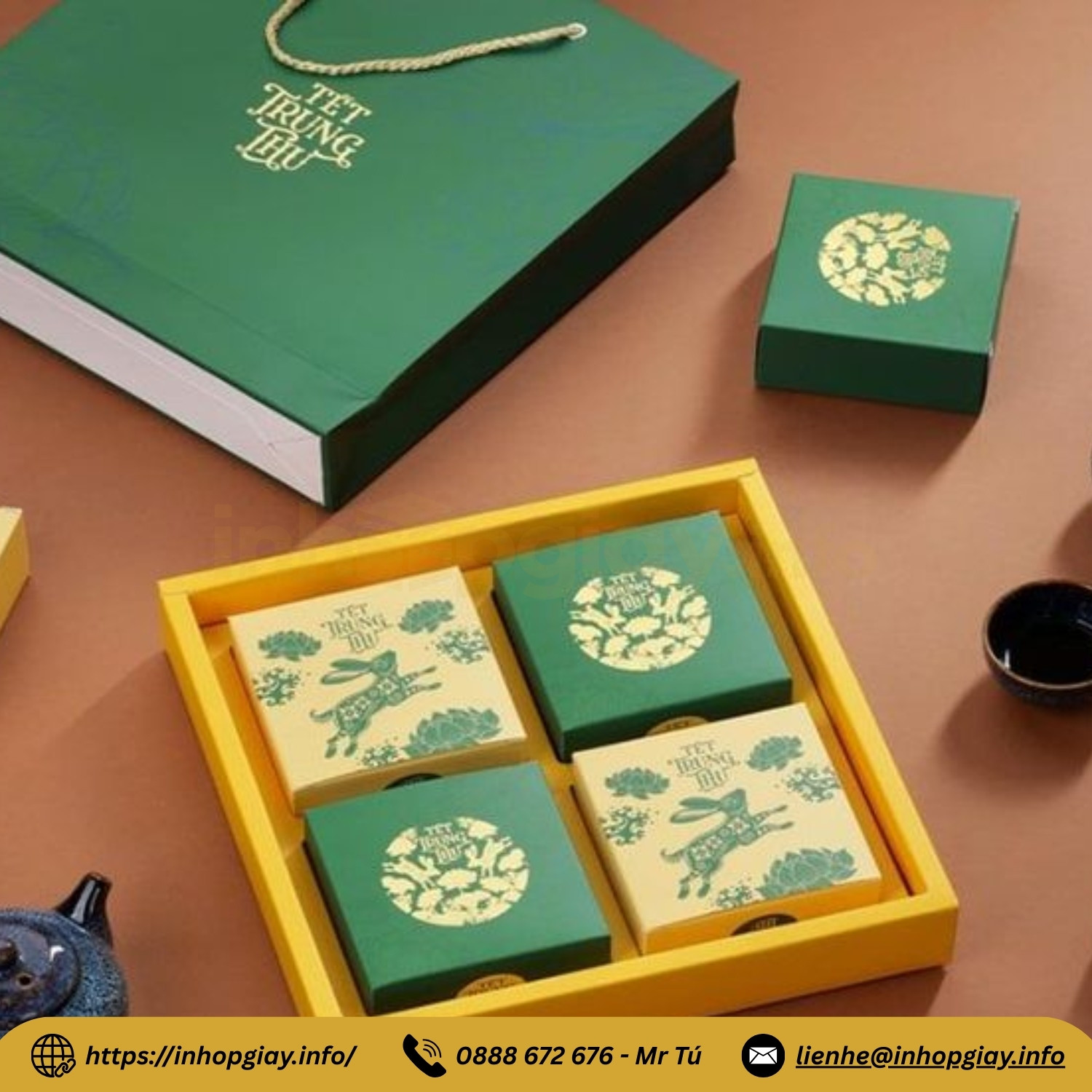 Mẫu hộp bánh rung Thu bằng giấy cứng cao cấp