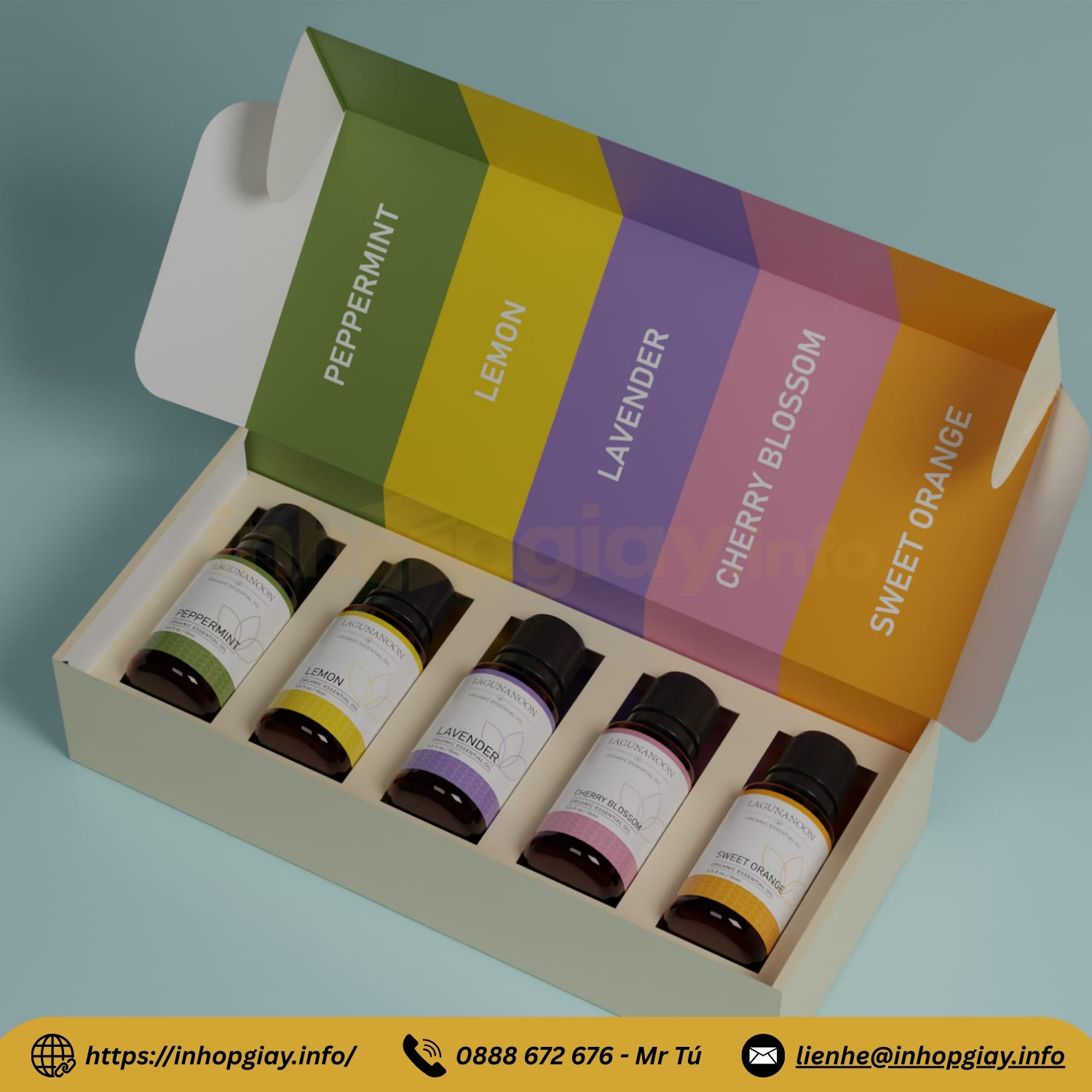 Xưởng có hơn 30 mẫu vỏ hộp giấy đựng tinh dầu đẹp để khách hàng lựa chọn
