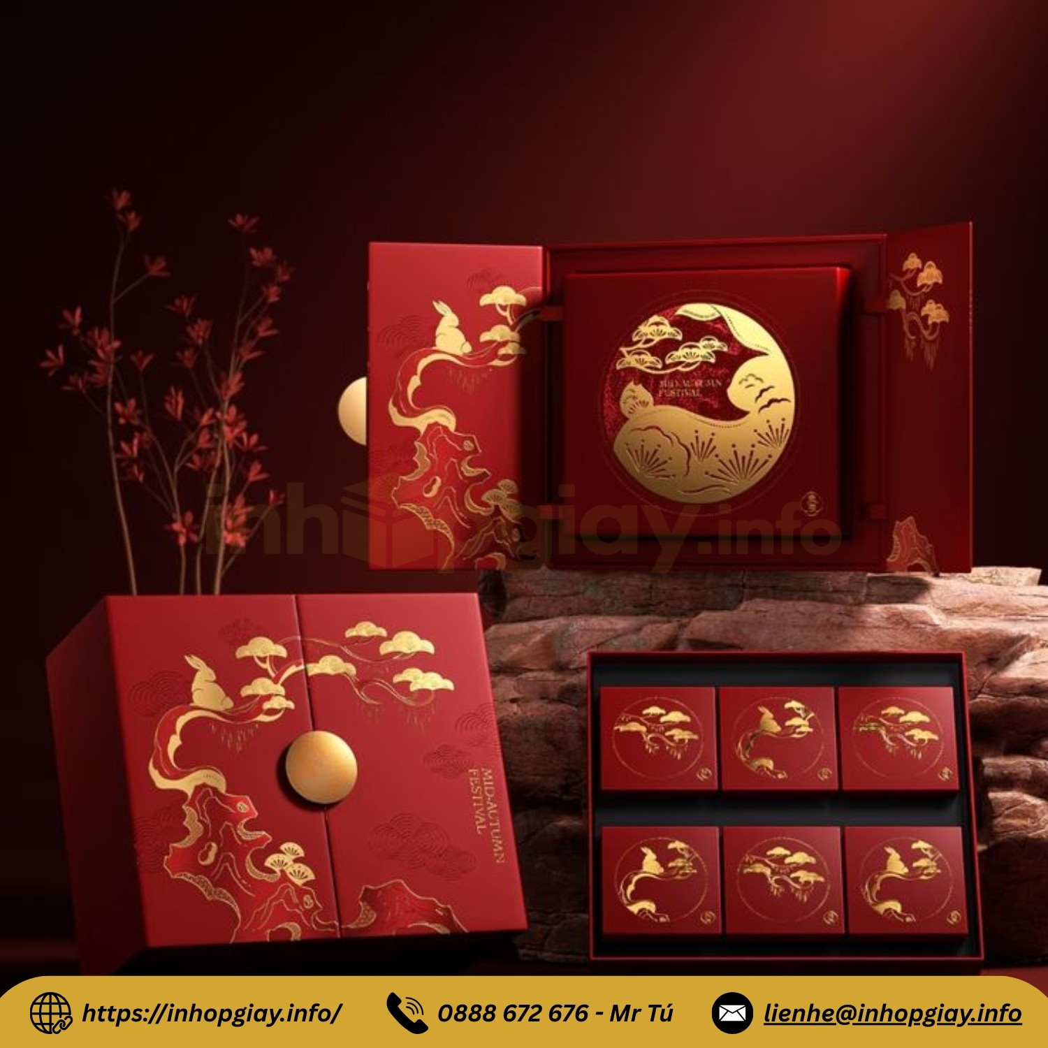 Xưởng in hộp bánh trung thu cao cấp theo yêu cầu – Nhận từ 200 hộp, chiết khấu cao 3%