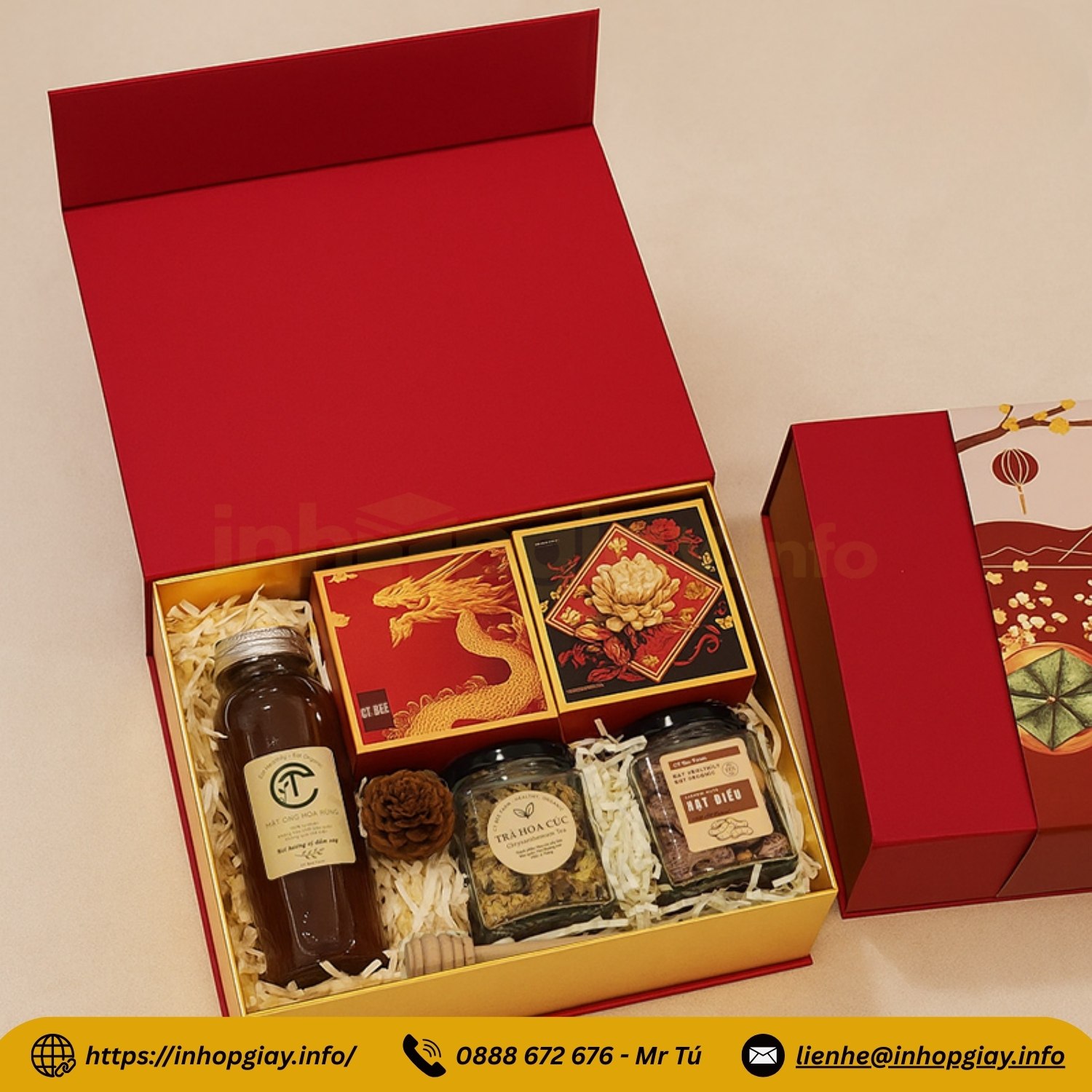 Hộp quà Tết nắp nam châm cao cấp