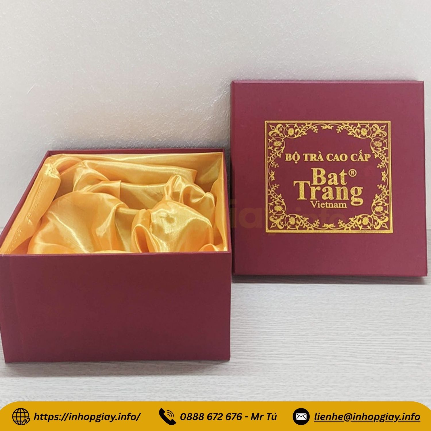 Xưởng sản xuất hộp xi lót lụa đựng ấm chén, ly sứ, bình hút lộc, quà tặng - Nhận từ 200 hộp