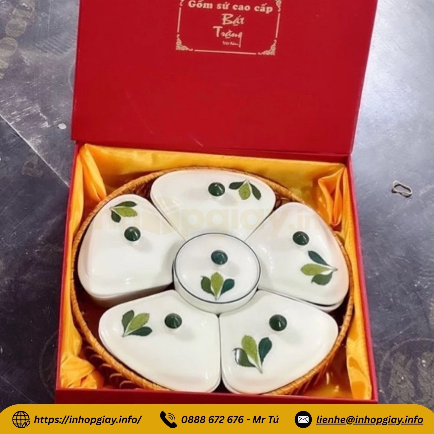 Xưởng sản xuất hộp xi lót lụa đựng ấm chén, ly sứ, bình hút lộc, quà tặng - Nhận từ 200 hộp