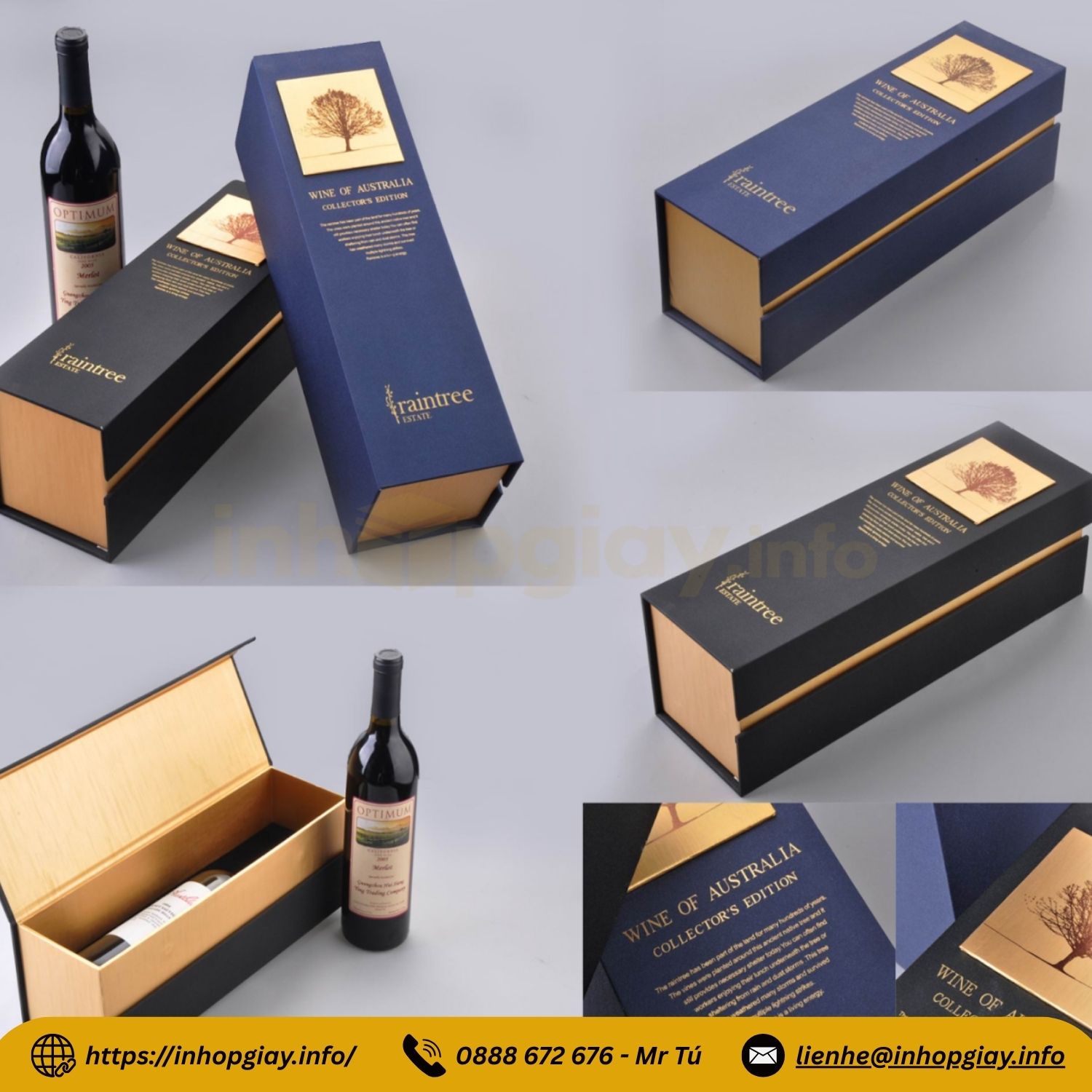 Xưởng in hộp giấy đựng rượu cao cấp - Nhận từ 200 hộp, thiết kế mẫu miễn phí