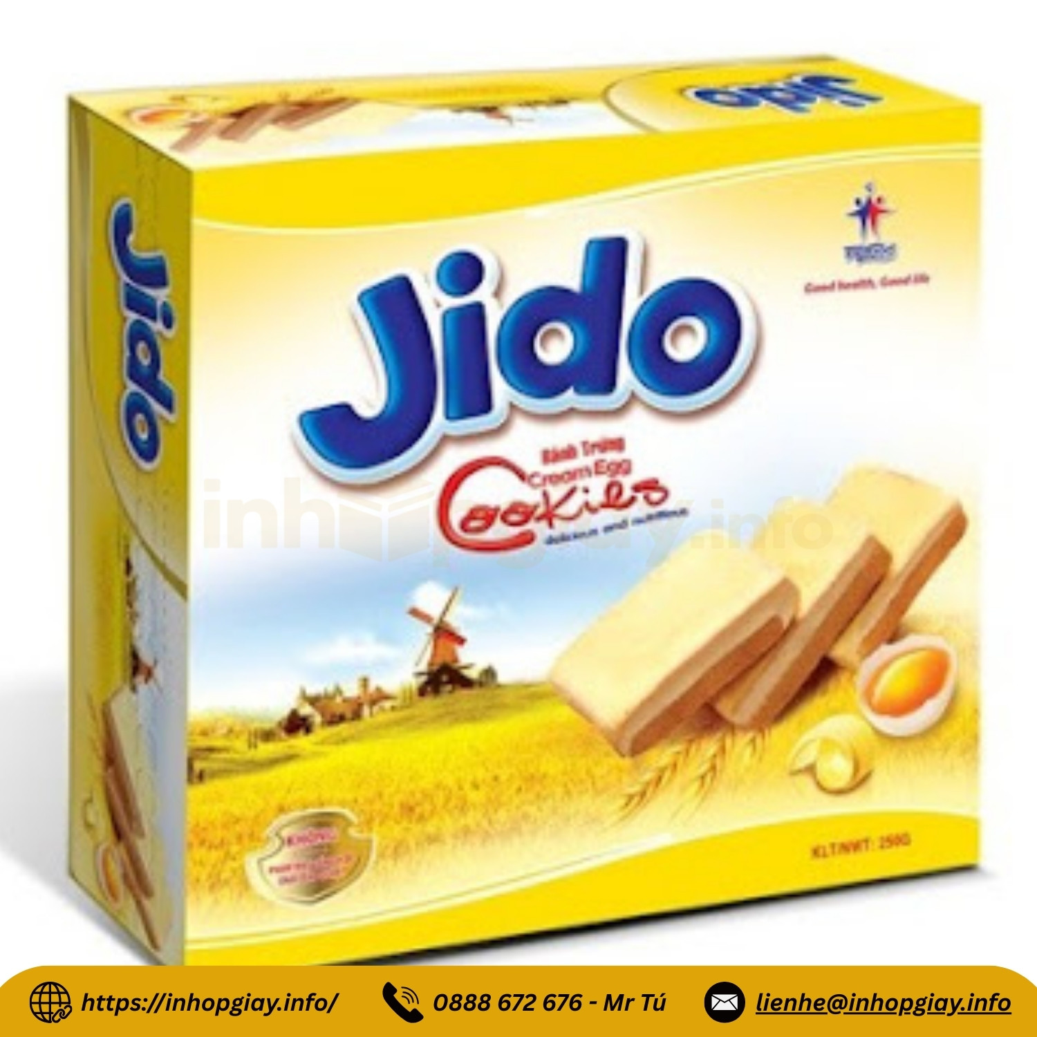 Hộp nắp gập đáy cài đựng bánh Jido