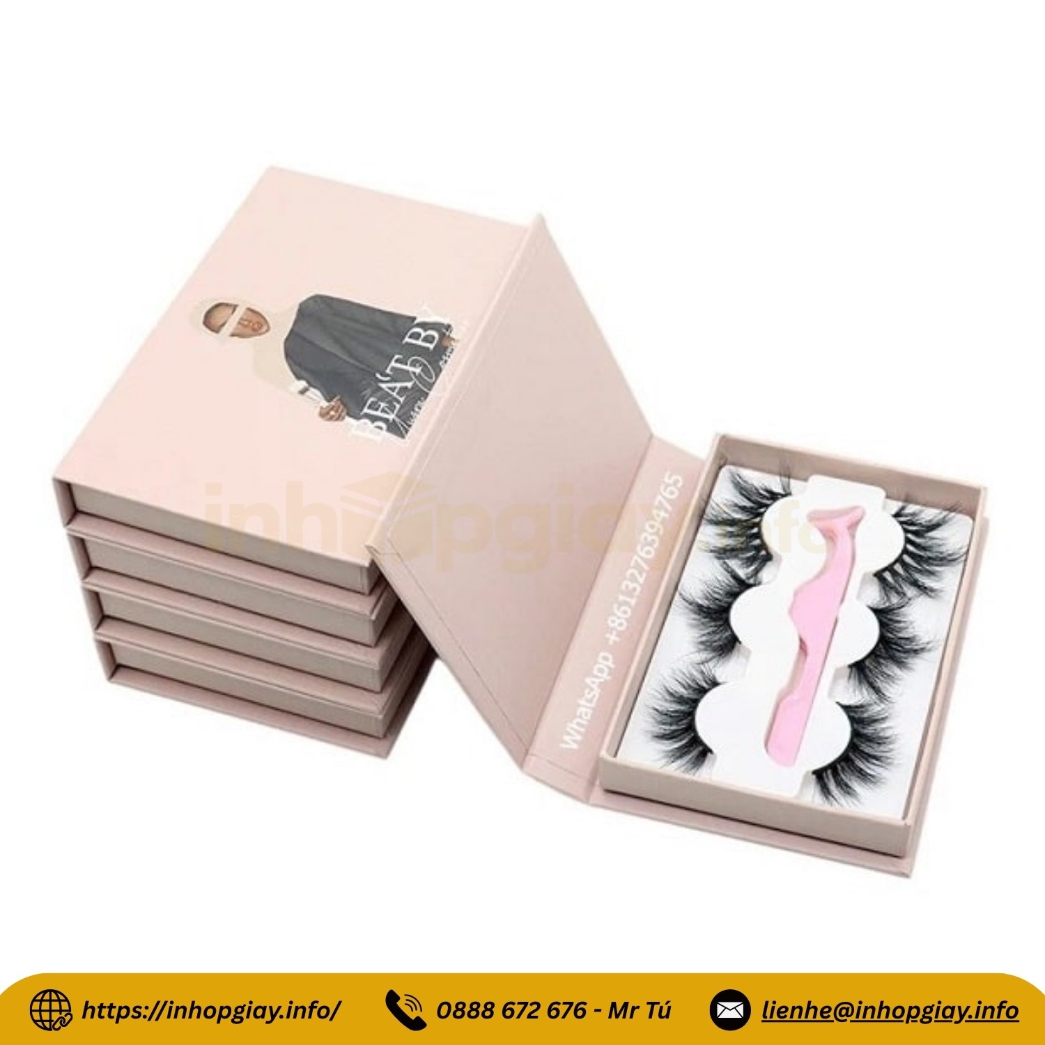 Xưởng sản xuất hộp giấy đựng mi giả, nhận từ 200 hộp, báo giá nhanh trong 2 giờ