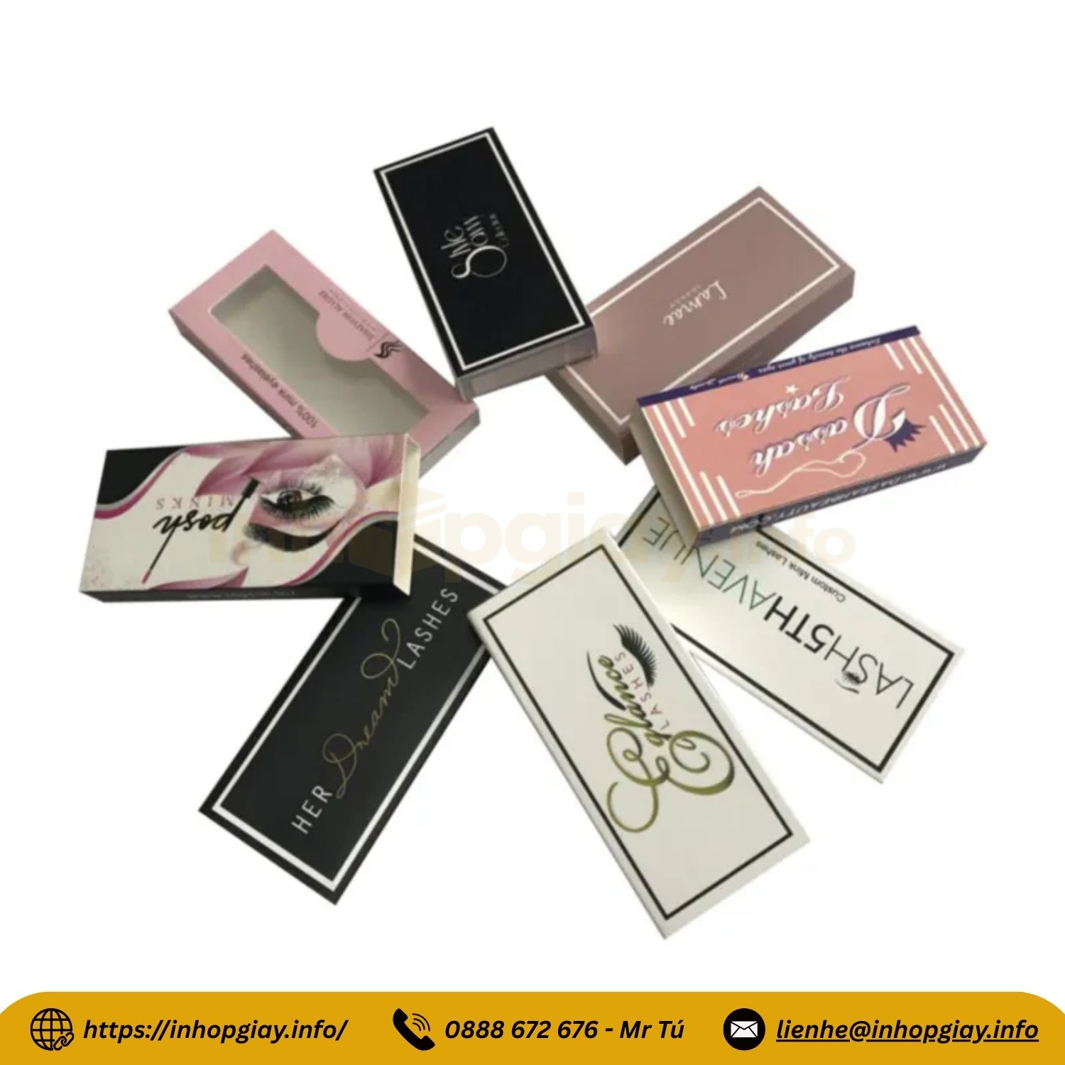 Xưởng sản xuất hộp giấy đựng mi giả, nhận từ 200 hộp, báo giá nhanh trong 2 giờ