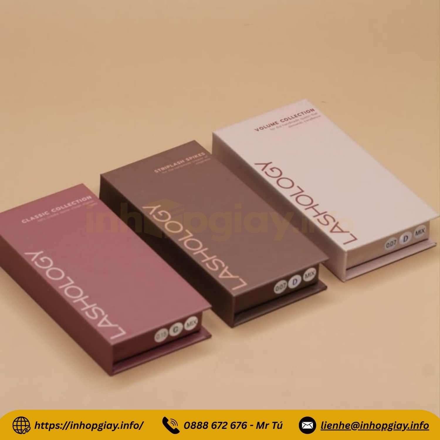 Hộp nắp gài đựng lông mi giả in logo cao cấp