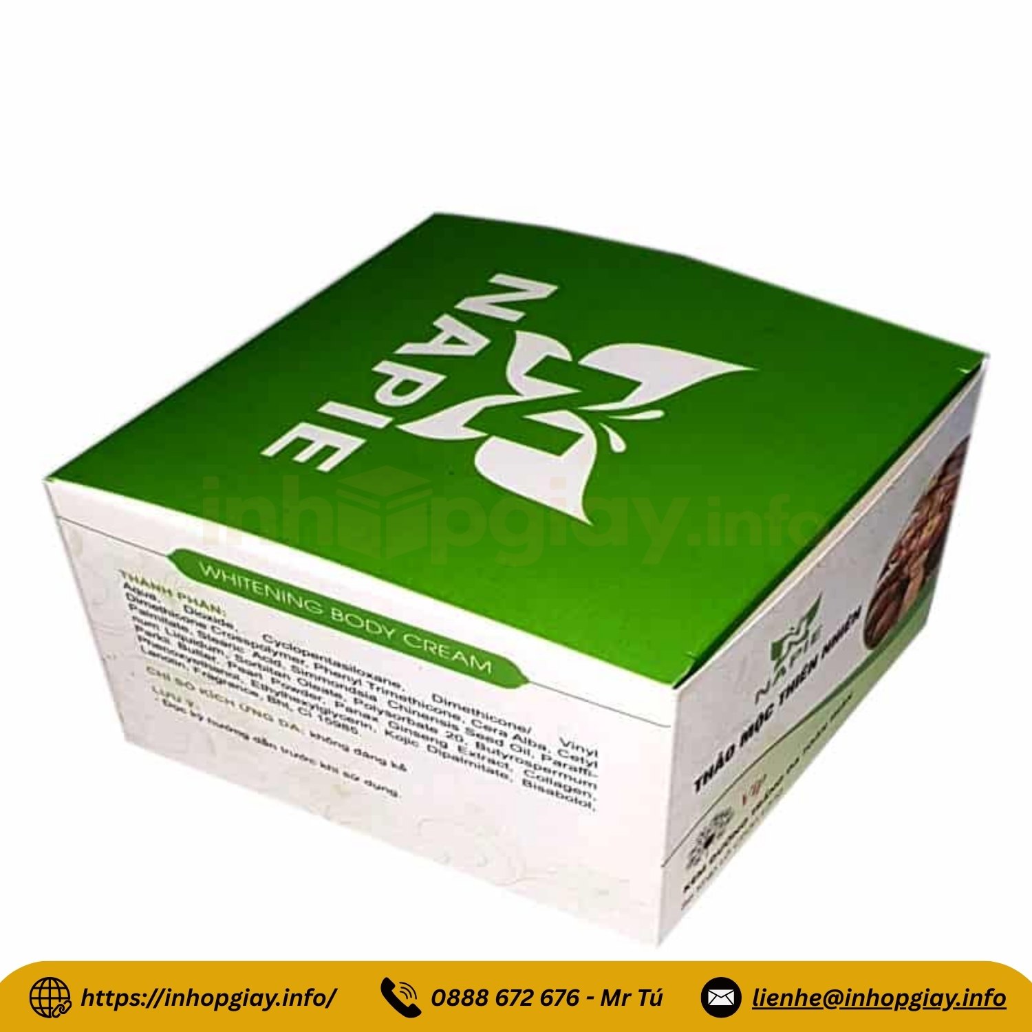 Hộp nắp gài giấy ivory in logo sắc nét