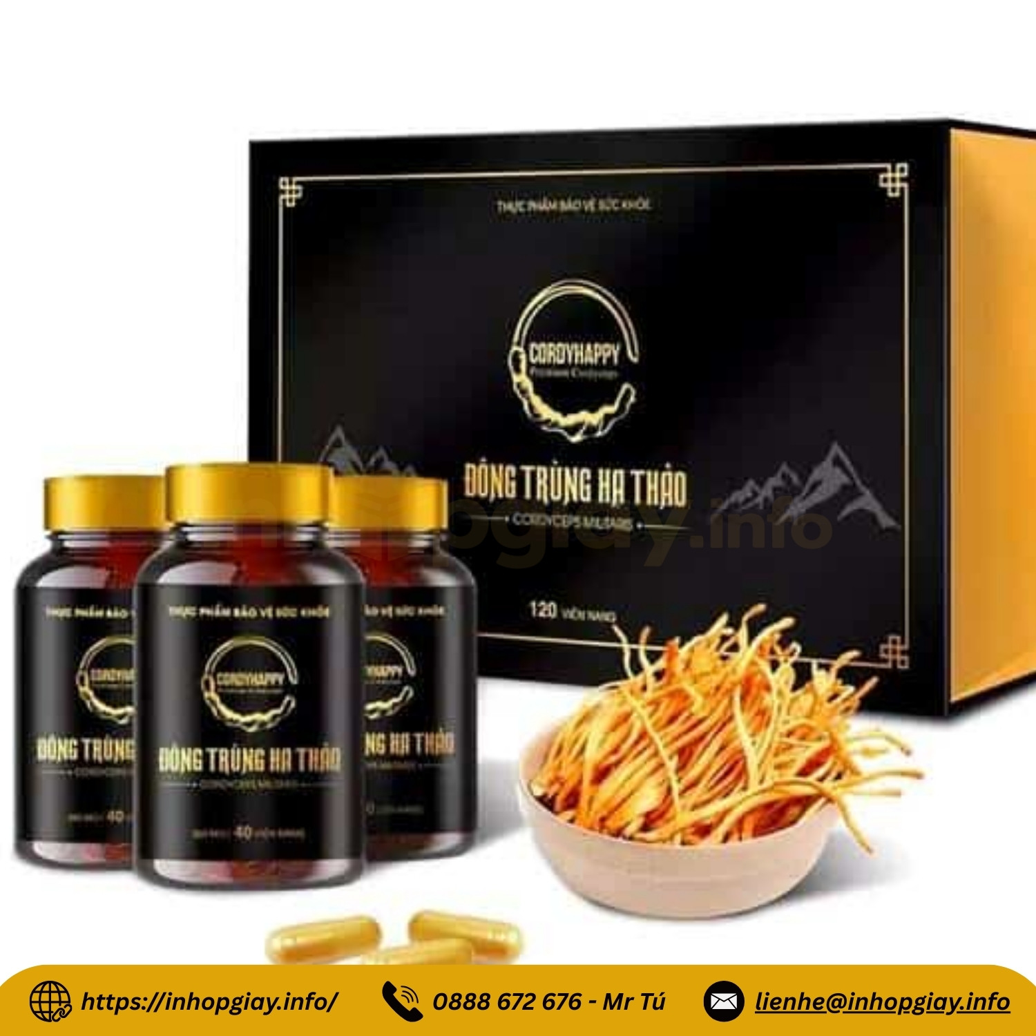 Xưởng in hộp đông trùng hạ thảo theo yêu cầu - Nhận từ 200 hộp, chiết khấu cao