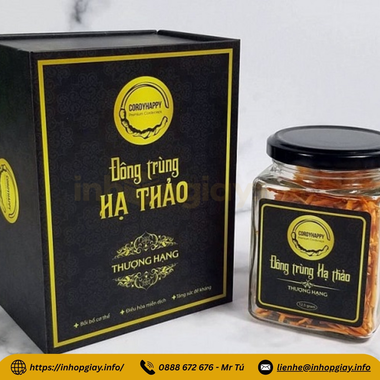Xưởng in hộp đông trùng hạ thảo theo yêu cầu - Nhận từ 200 hộp, chiết khấu cao